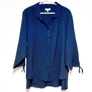 NWT Habitat Black Pucker Weave Shirt Blouse 20808 Womens Sz XL/XXL